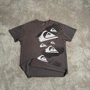GREY QUIKSILVER Y2K STYLE "SIDE PRINT" GRAPHIC TEE